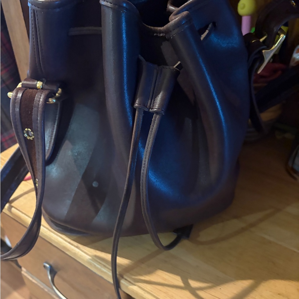 Elegant Brown Leather Bucket Bag